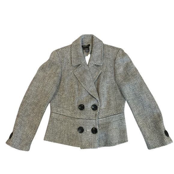 Etcetera Jackets & Blazers - Etcetera Women’s Herringbone Pattern Tweed Blazer Jacket Wool Cotton Size 12